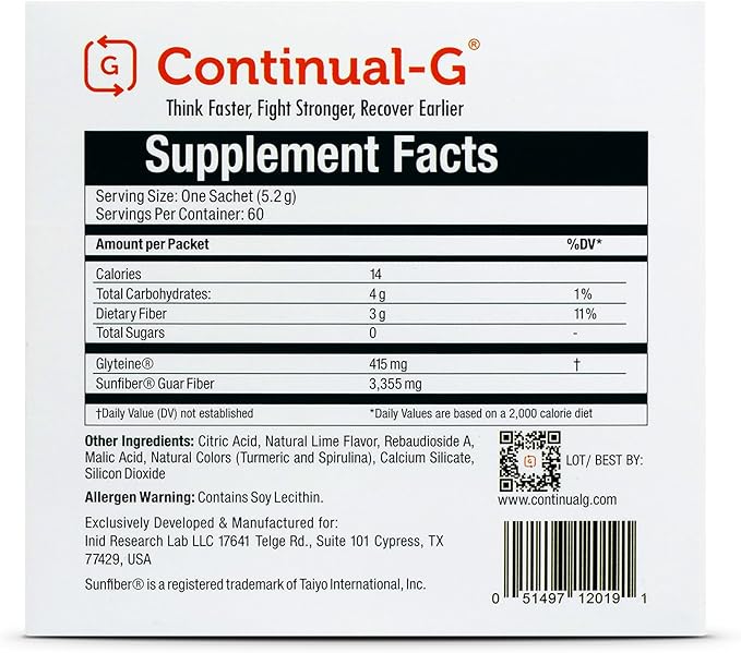 CONTINUAL - G Powder - Clinically Proven Cellular Glutathione Precursor | Benefit of Glyteine &amp Sunfiber | Immune Support Master Antioxidant Detox Brain Health &amp Skin Care | 40 Sachets