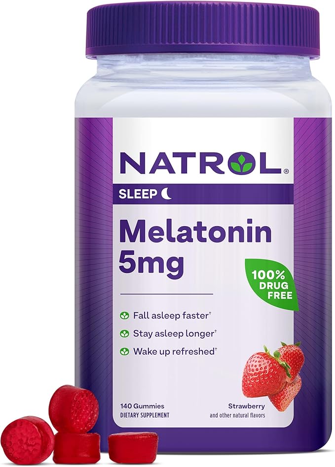 Natrol Melatonin 5mg Gummies 140ct &amp 90ct Strawberry Sleep Support