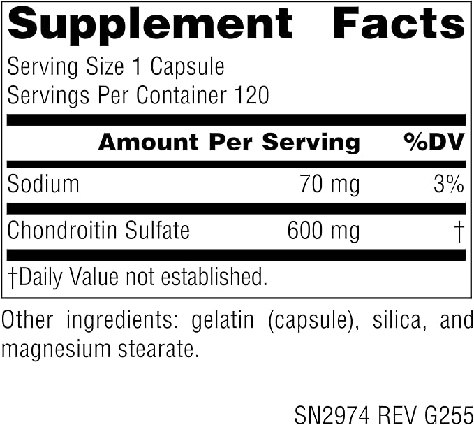 Source Naturals Chondroitin Sulfate Support for Joint Tissue* - 600 mg 120 Capsules