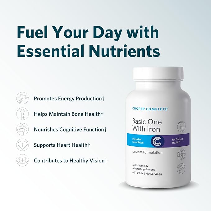 Cooper Complete - Basic One Multivitamin with Iron - Daily Multivitamin and Mineral Supplement with Iron - 60 Servings per Bottle. Pack of 3