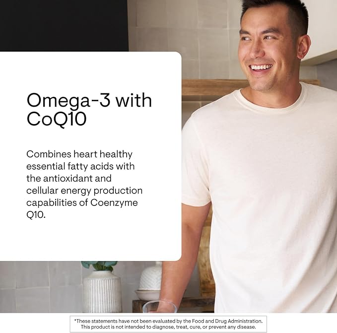 THORNE - Omega-3 with CoQ10 - Fish Oil Supplement with EPA &amp DHA from Sustainably Sourced Fish - Supports Brain Skin Joint &amp Heart Health* - Third-Party Certified - Gluten &amp Dairy-Free -