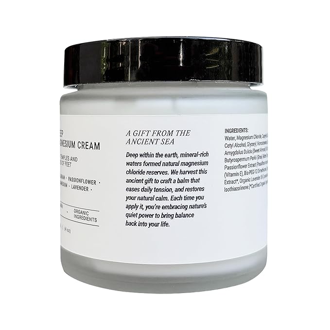 Sleep Aid Magnesium Cream - Valerian Root &amp Passionflower for Calm - Natural Night Balm for Anxiety &amp Restful Sleep - With Lavender Oil for Calm Before Bed and Evening Relaxation