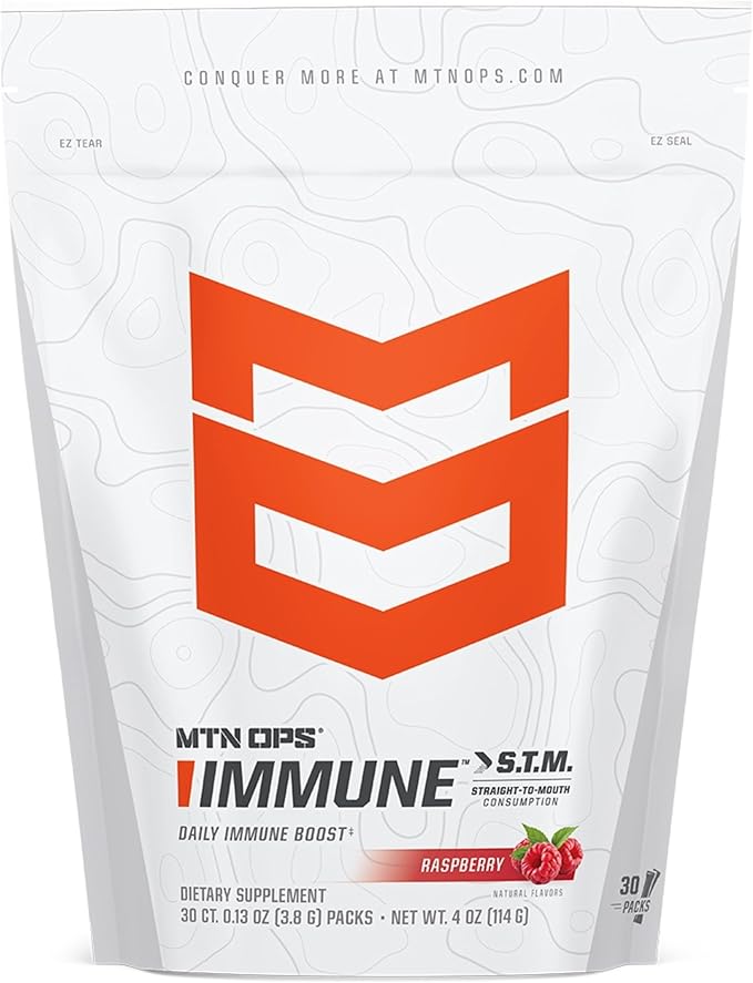 MTN OPS Immune STM Powder Drink Mix Vitamin C Vitamin D Zinc &amp Antioxidants for Daily Immune Support Hydration &amp Wellness 30 Servings Raspberry