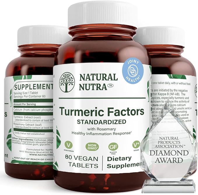Natural Nutra Turmeric Curcumin with 95% Curcuminoids Extract Supplement with Rosemary for Brain Health Enhances Memory and Improves Concentration Improve Digestion 350 mg 60 Vegan Tablets