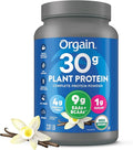 Orgain Organic 30g Vegan Plant Protein Powder Vanilla 9g EAAs + BCAAs High Plant Protein 4g Prebiotic + Fiber 1g Sugar Pre-Workout Muscle Support + Recovery - 2.01lb (Packaging May Vary)