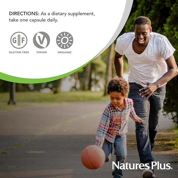 NaturesPlus Source of Life Garden Vitamin D3 &amp K2 - 60 Capsules - Immune System and Bone Support - USDA Certified Organic Vegan Gluten Free - 60 Servings