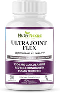 Joint Support Supplement with Glucosamine Chondroitin MSM Turmeric Boswellia - for Men and Women - Promotes Mobility Flexibility and Comfort - Made in USA - 90 Capsules
