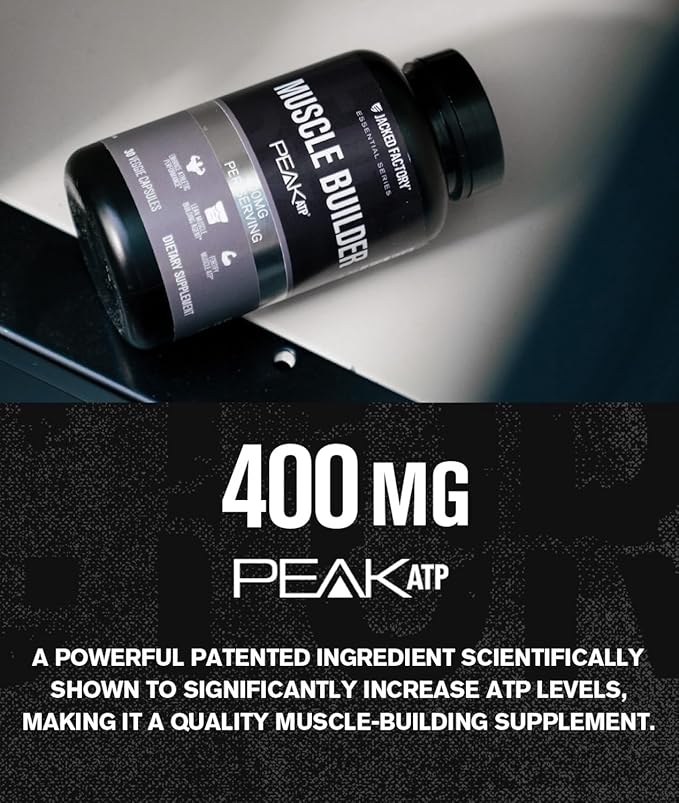 Jacked Factory Build PM Night Time Muscle Builder &amp Sleep Aid (60 Capsules) &amp Essentials Muscle Builder - Daily Strength Builder for Men with Peak ATP (30 Capsules)