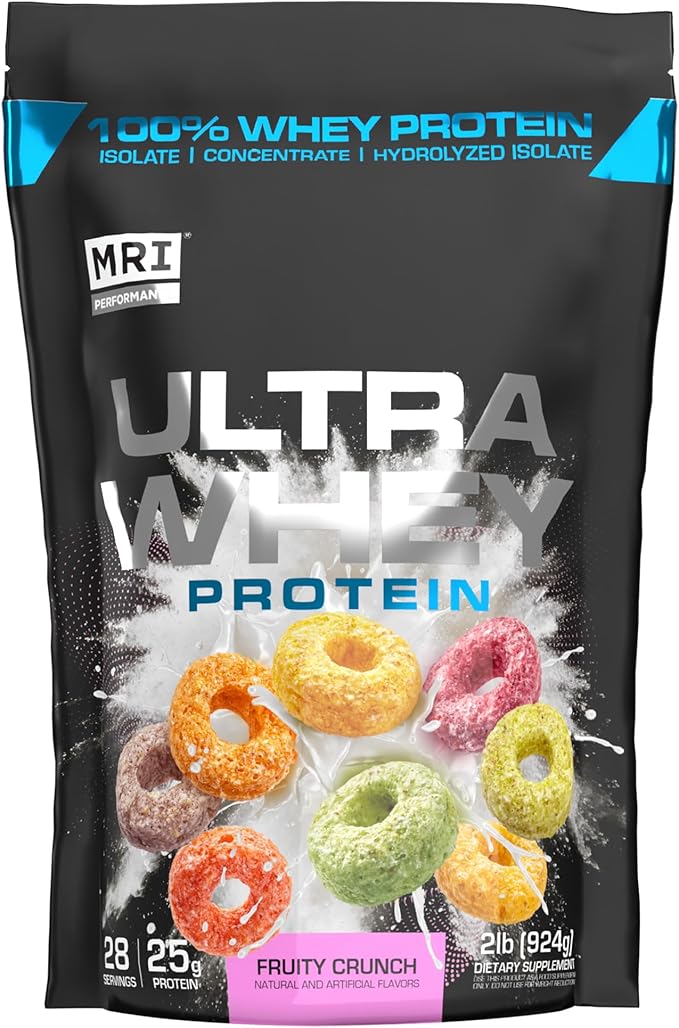 MRI Performance Ultra Whey Protein 25g Triple-Blend of Hydrolyzed Isolate &amp Concentrate for Muscle Recovery Lean Strength &amp Daily Protein Support (Fruity Crunch 28 Servings)