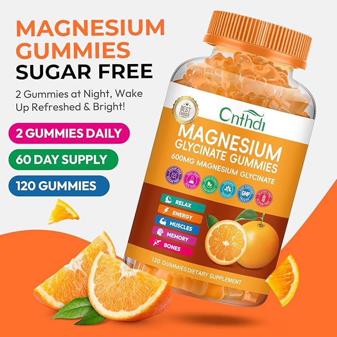 Magnesium Glycinate Gummies High Absorption Magnesium Gummies Calcium Vitamin B6 D3 Sugar Free Chews for Adults &amp Kids Relaxation Stress Relief Night Rest
