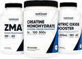 Nutricost Creatine 500 Grams Nitric Oxide 180 Capsules and ZMA 180 Capsules Bundle
