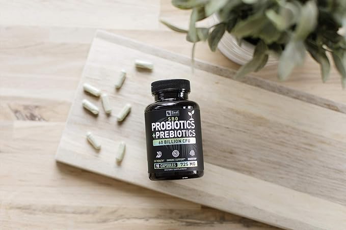 Probiotics and Prebiotics + SBO Probiotics (60 Billion CFU | 90 Capsules) Acidophilus Probiotic w. Saccharomyces Boulardii Bifidobacterium + Spore Probiotic &amp Organic Sprouted Prebiotic Fiber Ble