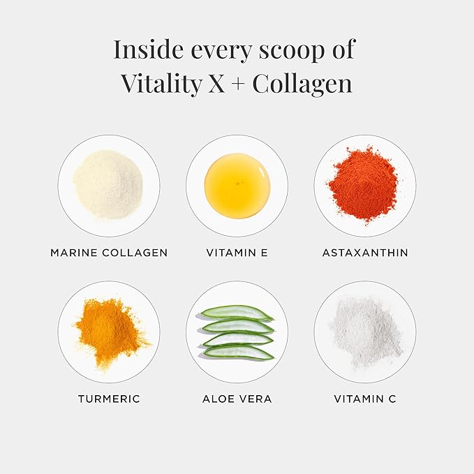 JSHealth Vitamins Vitality X + Collagen - Beauty Powder Supplement with Aloe Vera Silica and Vitamins C &amp E to Nourish Hair Skin and Nails (180g)