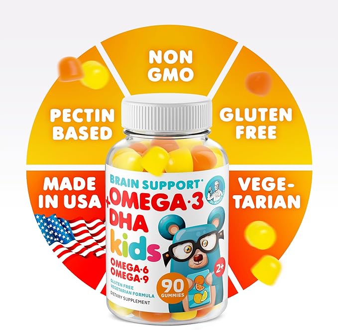 DR. MORITZ Vegan Omega 3 Gummies for Kids and Toddlers (90 Count) Omega 3 Kids Gummies for Brain and Heart Health No Fish Oil and Gluten Free