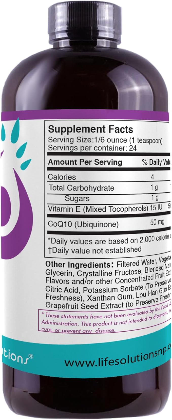 Life Solutions Liquid CoQ10 – High Absorption Coenzyme Q10 Supplement for Energy Heart Health &amp Antioxidant Support – 50 mg per Serving 4 oz Bottle