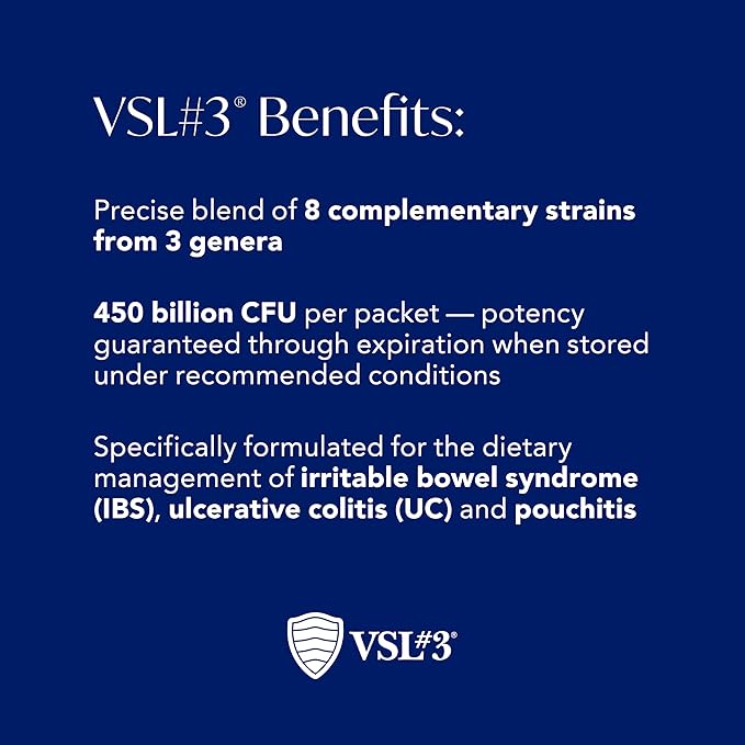 VSL#3® Probiotic Powder for Digestive Health IBS &amp UC Symptoms - 450B CFUs High-Potency Multi-Strain Live Refrigerated Probiotic Medical Food for Gut Health Support in Men &amp Women 30 Pa