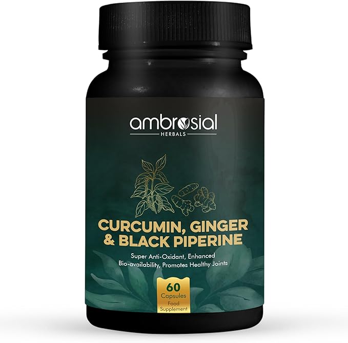 AMBROSIAL Curcumin with Piperine (Black Pepper) &amp Ginger | (Pack of 1-60 Capsules)