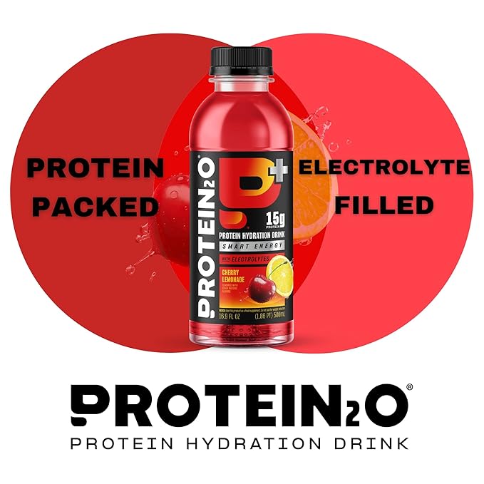 Protein2o 15g Whey Protein Infused Water Plus EnergyCherry Lemonade16.9 oz Bottle(Pack of 24)