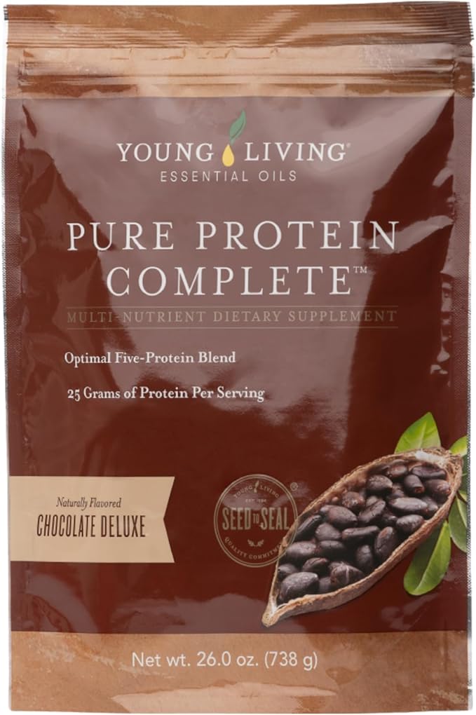 Young Living Pure Protein Complete Chocolate Deluxe 26.0 oz- Support for Lean Muscle and Post-Workout Recovery with Essential Oils and Probiotics for Fitness