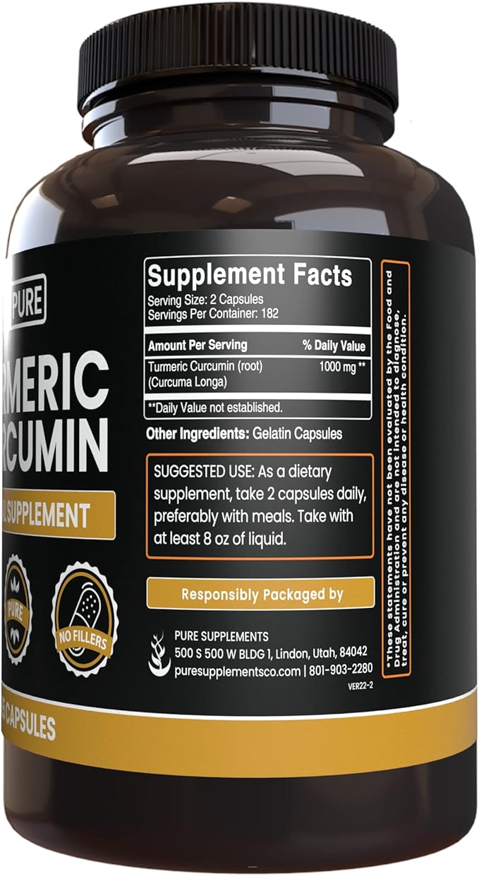 PURE ORIGINAL INGREDIENTS Cayenne Pepper &amp Turmeric Curcumin (365 Capsules) No Magnesium Or Rice Fillers Pure Lab Verified