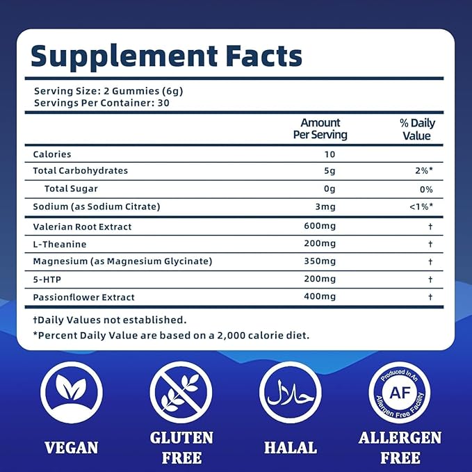 Radiya Natural Sleep Aid Gummies - Effective Melatonin 6 mg Fall Asleep Quickly and Gently in 30 Minutes - Sleep+ Gummies for Adults a Restful Night's Sleep - 60 Count (1pc)