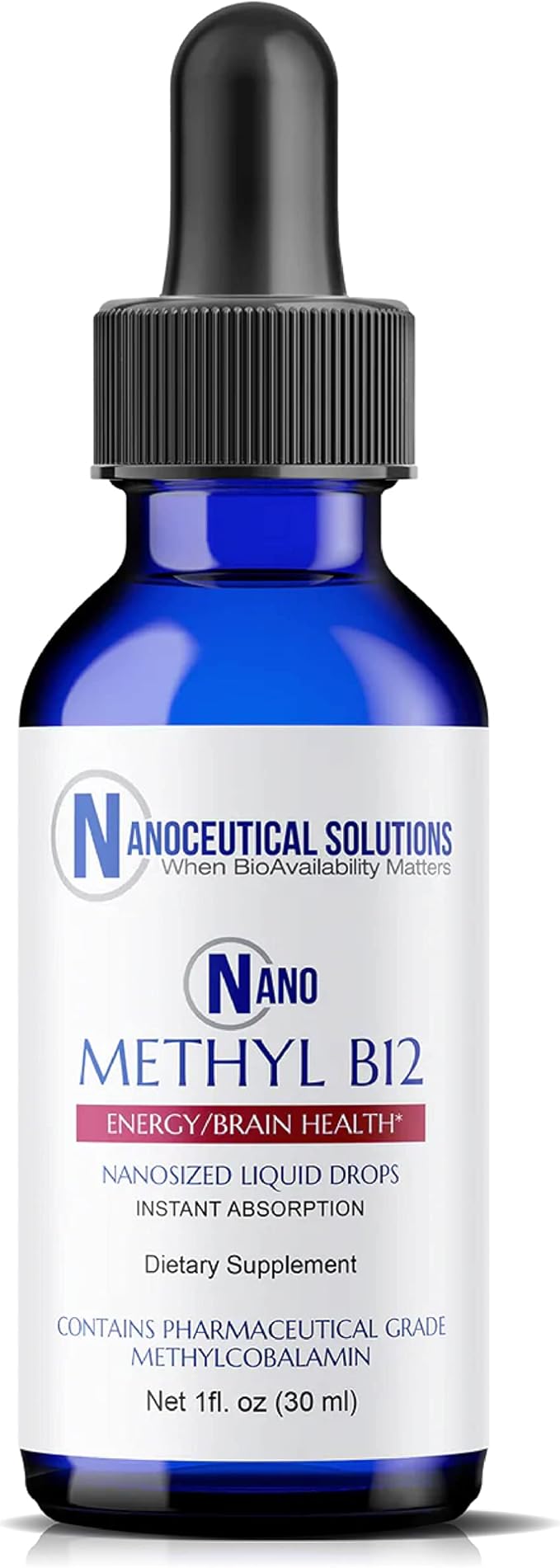 NANO METHYL B-12 1000MCG Methylcobalamin nanosized liquid drops for INSTANT ABSORPTION East to Use. Delicious Berry Flavor.