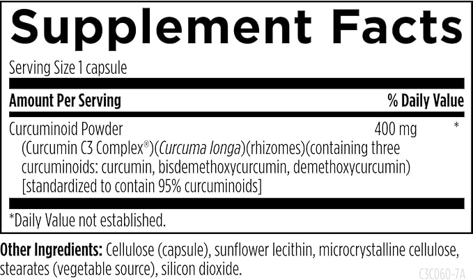 Designs for Health C3 Curcumin Complex - Highly Bioavailable Curcuminoid Turmeric Supplement 400mg with 3 Bioactive Curcuminoids - Non-GMO Gluten-Free + Vegetarian (60 Capsules)