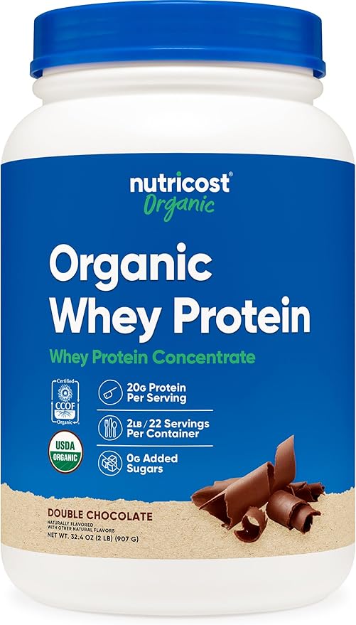 Nutricost Organic Whey Protein Concentrate Double Chocolate Flavored (2LBS) - Gluten-Free Non-GMO