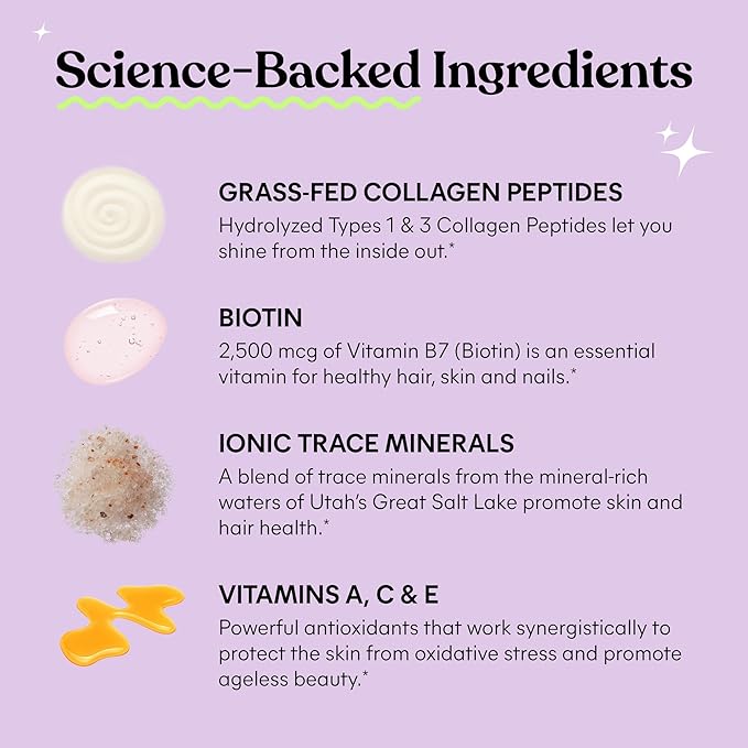 Lemme Glow Collagen Gummies for Thick Hair Strong Nails &amp Healthy Skin with Multi-Collagen Peptides Biotin Trace Minerals Zinc Vitamins A C &amp E Dairy &amp Gluten Free Peach Flavor 60