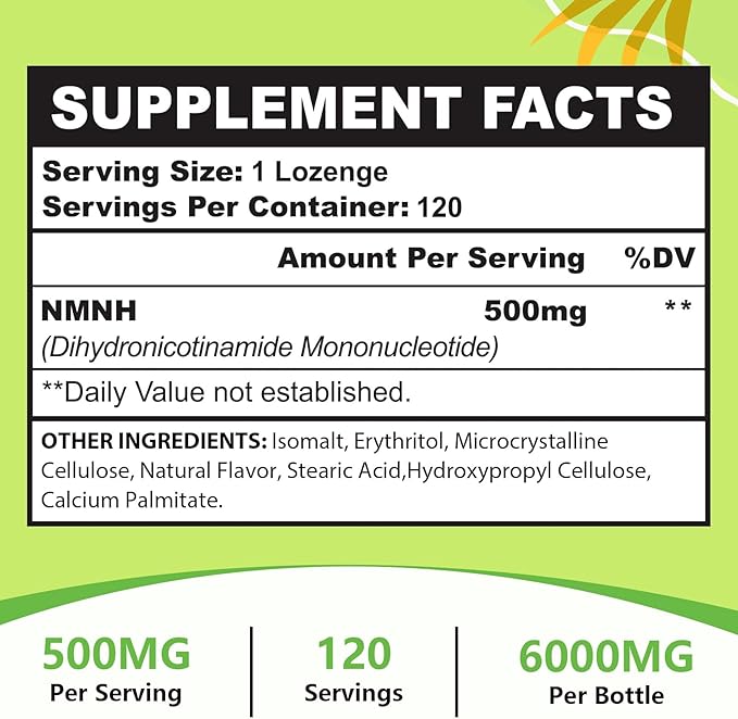 Sublingual NMNH 500mg (240-Day Supply 500mg per Serving) NMNH(Dihydronicotinamide Mononucleotide)NAD Supplement for NAD Levels as We Age for Anti-Aging Energy Immunity Focus - 120 Count