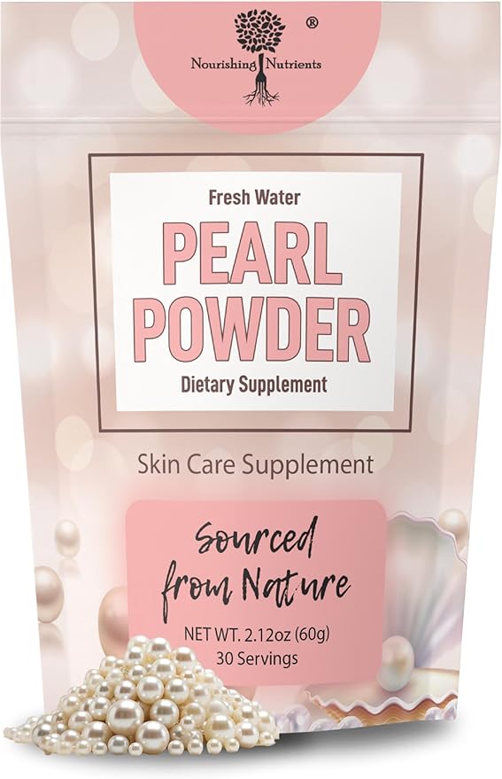Pearl Powder Supplement for Skin Health - Anti-Aging Antioxidant &amp Collagen Production - Healthy Eyes Hair and Nails Supports Immunity Mood and Sleep - With Calcium and Amino Acids 60g 30 serv