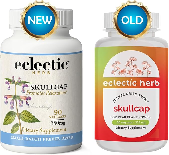 Eclectic Institute Raw Fresh Freeze-Dried Non-GMO Skullcap | Nervous System Support | 90 CT (350 mg)
