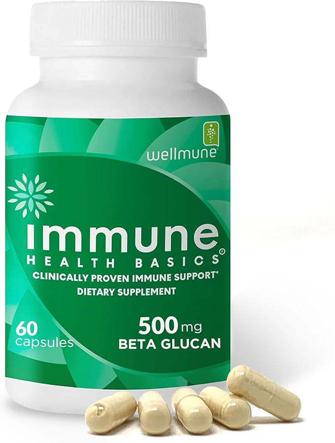 Ultra Strength Immunity - Clinically Proven Immune Support - Wellmune Highly Purified Beta Glucan - Gluten-Free Non-allergenic Non-GMO and Vegan Capsules - 60 Capsules 500 mg