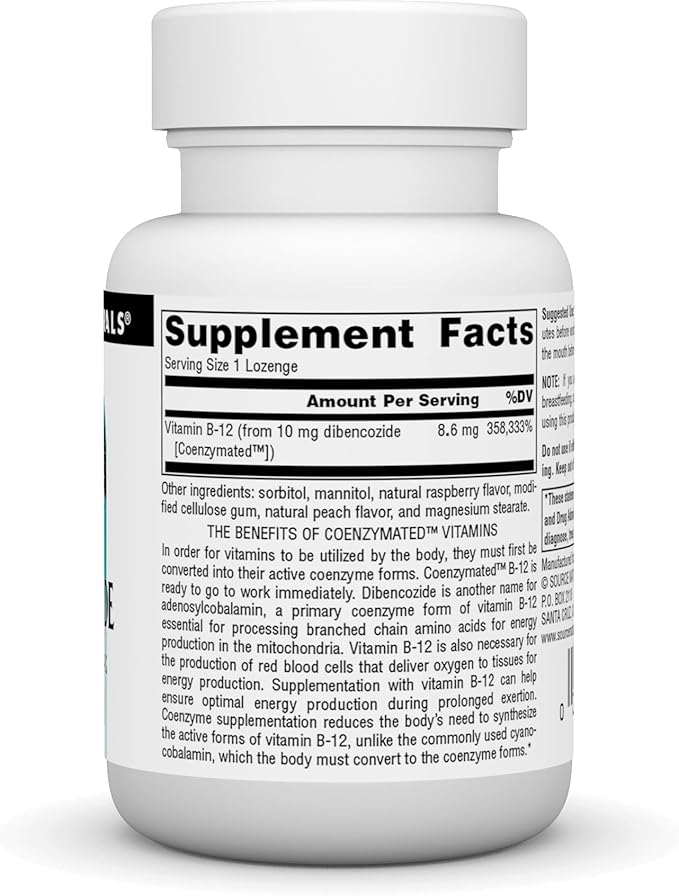 Source Naturals Dibencozide - Coenzymated B-12 Athletic Series Quick Dissolving Dietary Supplement - 60 Lozenges