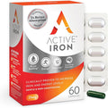 Active Iron Supplement 25mg Clinically Proven to Increase Iron &amp Energy Levels Maximum Absorption Gentle Non-Constipating Avoids Nausea &amp Side Effects 60 On-the-Go Foil Protected Capsule