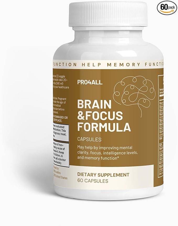 Brain &amp Focus Formula Supplement Multivitamin Improve Memory and Clarity Boost for Men and Women 60 Capsules