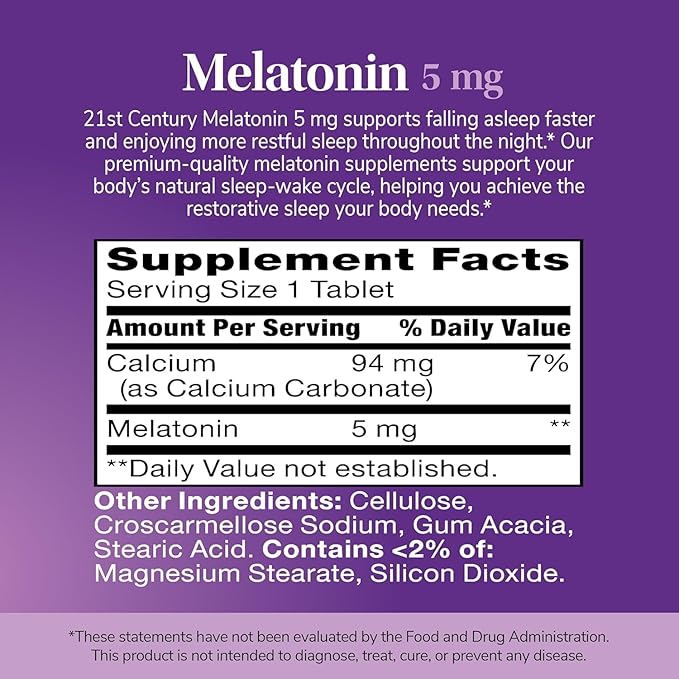 21st Century Melatonin 5mg Tablets - 120 ct Pack of 3