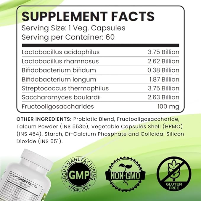 Probiotic and Prebiotic Capsules for Women and Men Gut Health Support for Digestive Wellness- Vegan Non-GMO Gluten Free - 60 Caps (60 Day Servings)