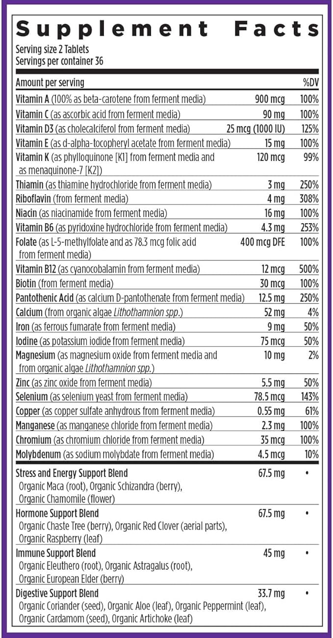 New Chapter Women's Multivitamin Advanced Formula for Stress Bone Immune Beauty &amp Energy Support Higher Levels of Whole-Food Fermented Essential Nutrients for Women + Iron + Vitamin D3 72 Cou