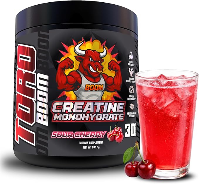 Creatine for Strength &amp Muscle Energy Production 5g per Serving Micronized Powder Pre-Workout Muscle Health Style Supplement for Gym Beginners 30 Servings Made in USA. (Cherry)