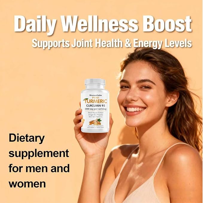 Turmeric Curcumin Supplement - 95% Curcuminoids with Bee Propolis Ginger &amp Black Pepper - Enhanced with Vitamin C (1pc)