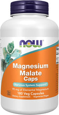 NOW Foods Supplements Magnesium Malate Caps with 95 mg of Elemental Magnesium Nervous System Support* 180 Veg Capsules
