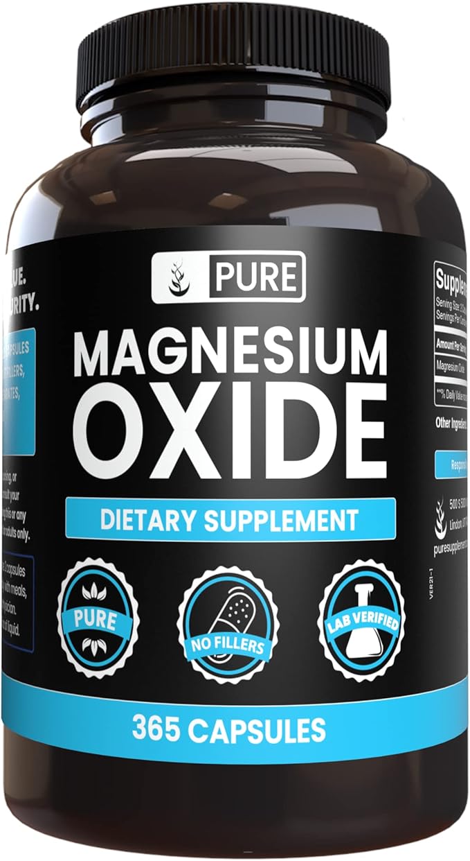 Pure Original Ingredients Calcium Carbonate and Magnesium Oxide Bundle 365 Capsules Each No Fillers Alwasy Pure
