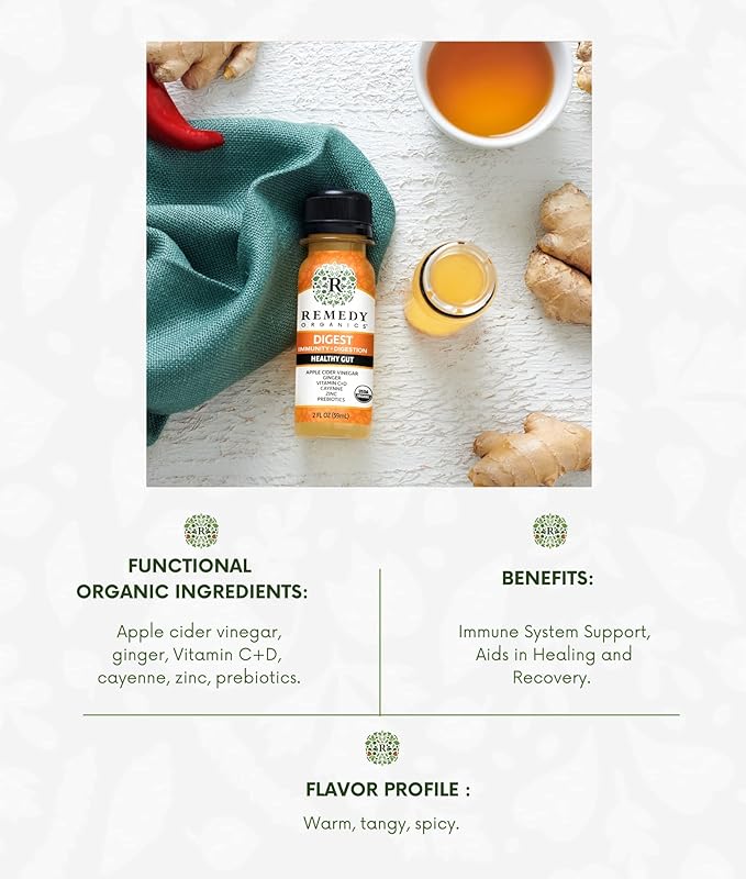 Remedy Organics Immunity Plus Shot Variety 24-Pack | Boost Energy Brain Function Detoxification and Metabolism | Certified-Organic Ingredients