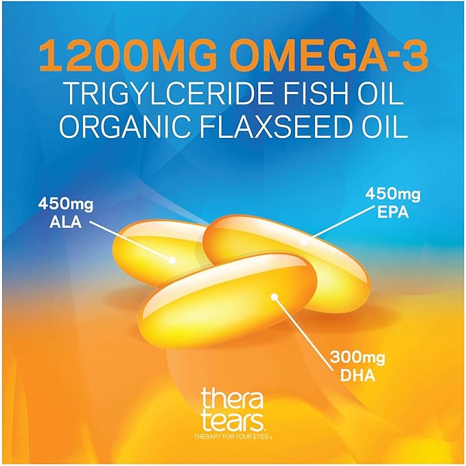 TheraTears Omega 3 Supplement 1200mg 90 ct (Pack of 1) &amp SteriLid Eyelid Cleanser and Face Wash for Irritated Eyes 2 fl oz Spray