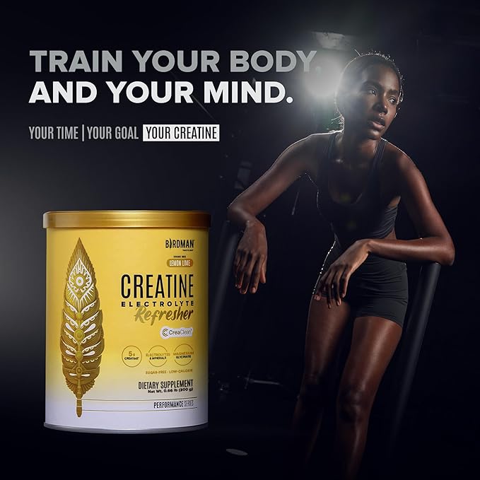 BIRDMAN Creatine Refresher | Creatine Monohydrate Powder with Electrolytes Magnesium Glycinate &amp Vitamins | Creaclean Seal | Sugar Free Low Calorie | Lemon Lime | 30 Servings