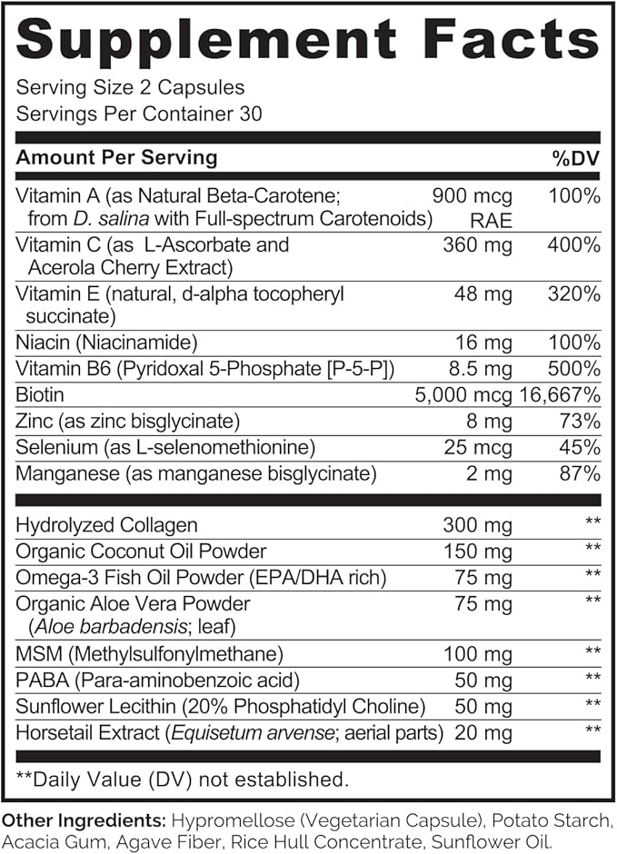 NATURELO Hair Skin and Nails Multivitamin - 60 Capsules and Calcium Supplement - 120 Vegetarian Capsules Bundle