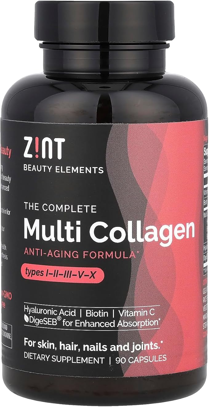 Zint Multi Collagen Pills - Collagen Supplements for Hair Skin Nails &amp Joint Health - Hydrolyzed Collagen Supplement with Type I II III V X Collagen Peptides 90 Count