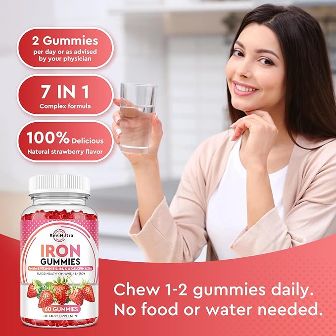 Iron Gummies Supplement for Adults &amp Kids | Vitamin B12 Gummies | Bundle