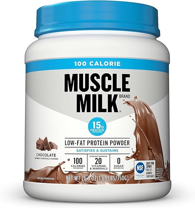 Muscle Milk ZERO 100 Calorie Protein Powder Chocolate 15g Protein 1.65 Pound 25 Servings